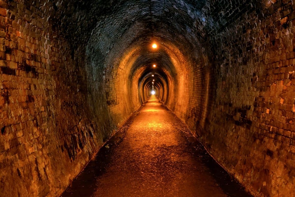 Inside Karangahake Rail Tunnel