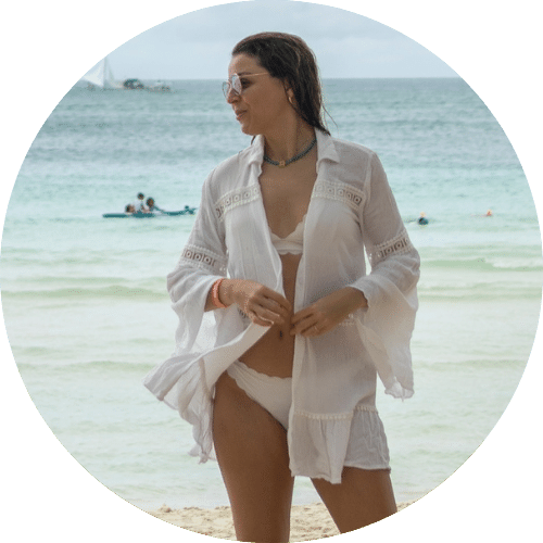 Sandra on White beach in Boracay Island - transparent
