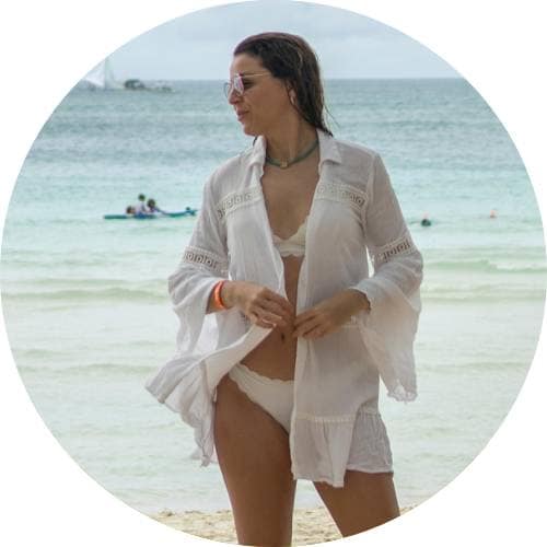 Sandra on White beach in Boracay Island - larger image